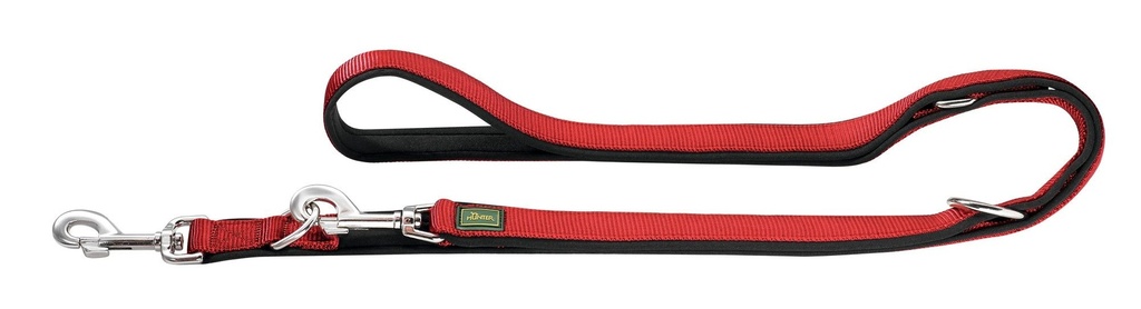 Laisse nylon et néoprène 3 positions "Vario" rouge/noire (Taille 3) - Hunter