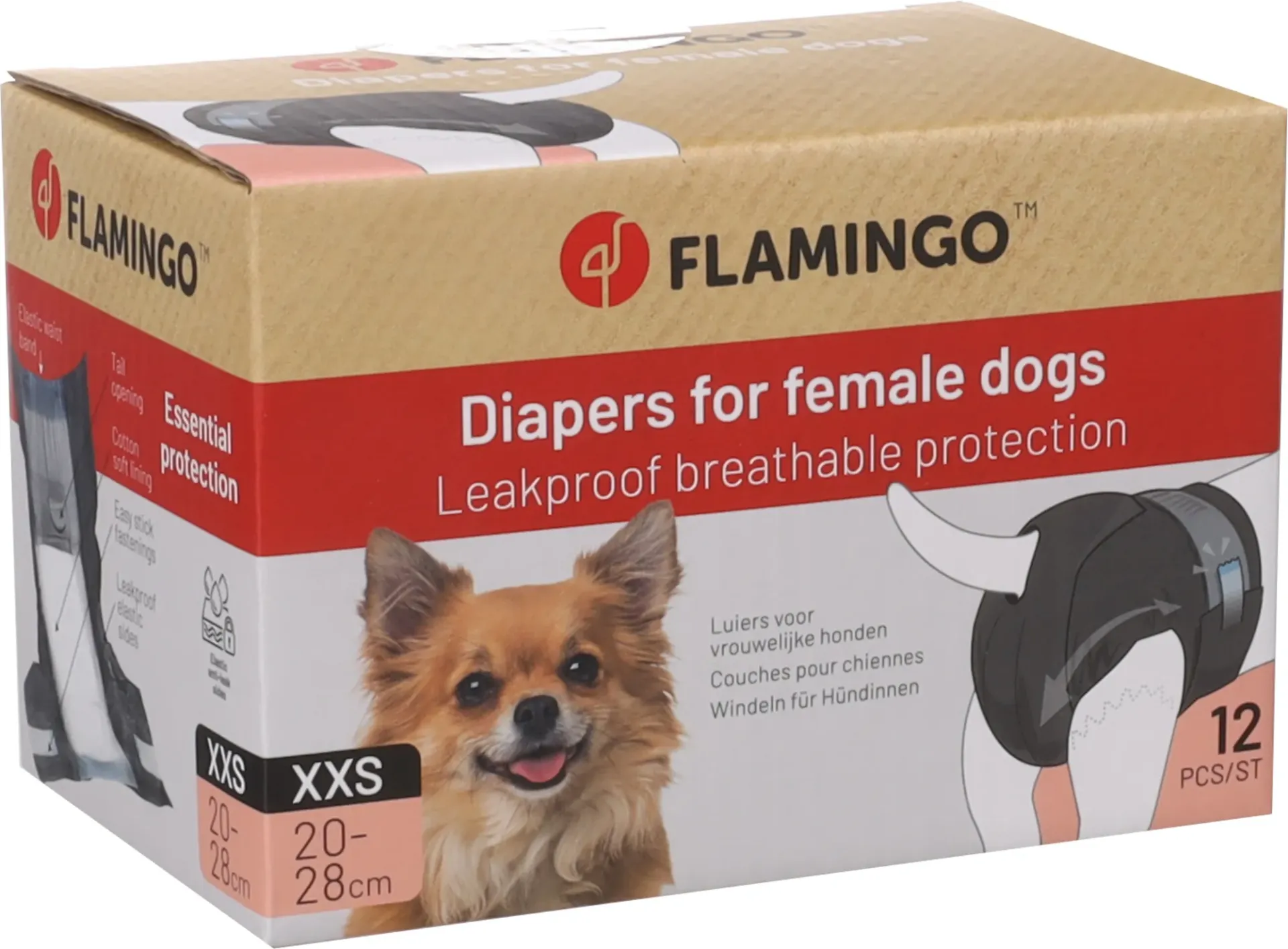 [8462_16099] Couches pour chien x12 (XXS) - Flamingo