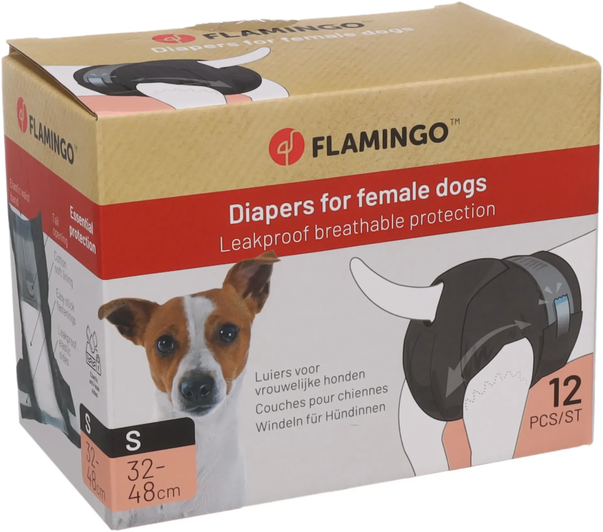 [8462_16101] Couches pour chien x12 (S) - Flamingo