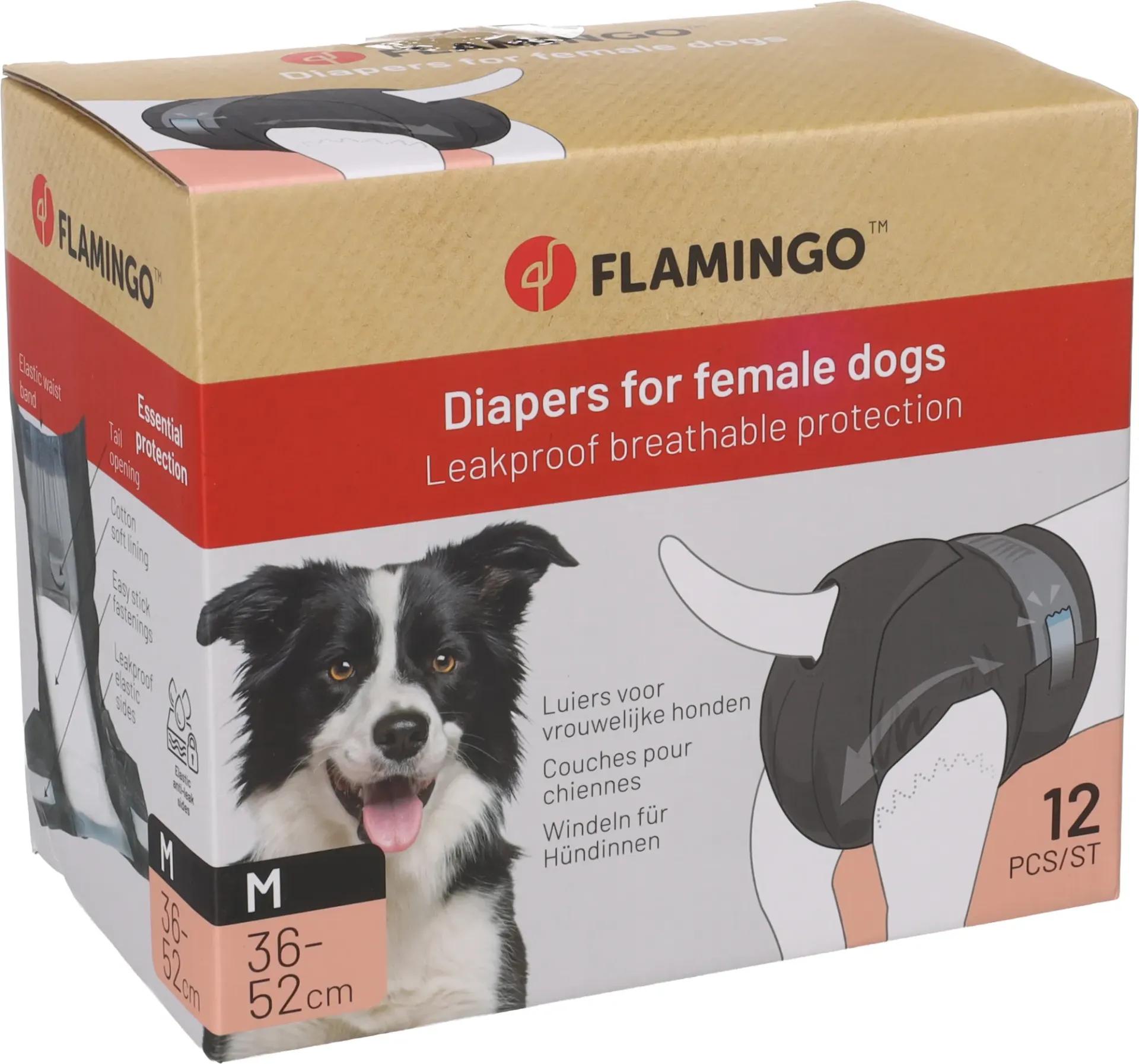[8462_16102] Couches pour chien x12 (M) - Flamingo