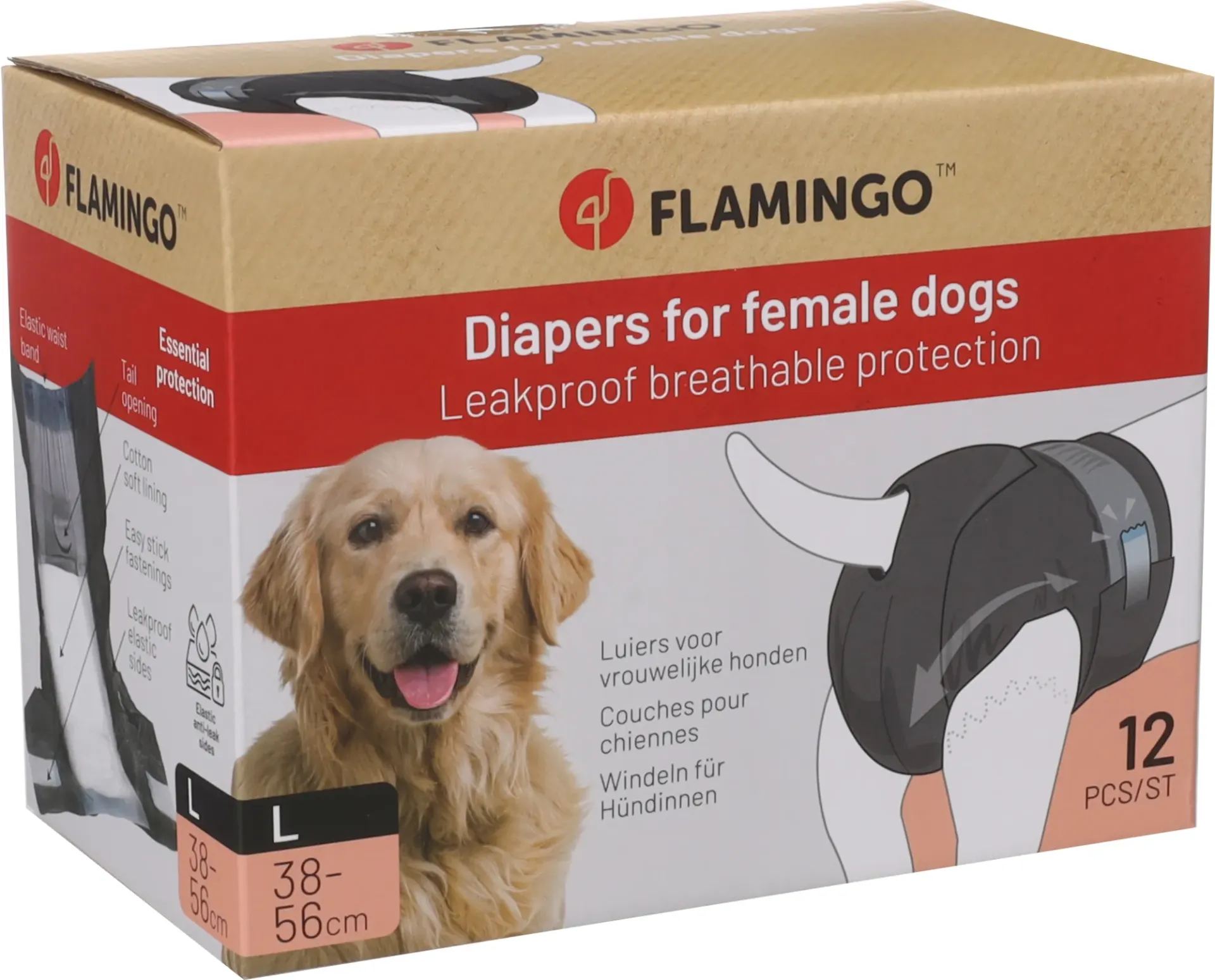 Couches pour chien x12 (L) - Flamingo