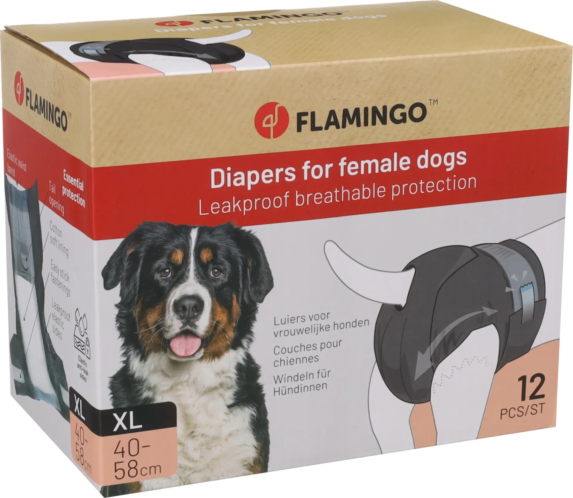 [8462_16104] Couches pour chien x12 (XL) - Flamingo