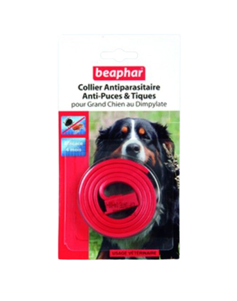 [879_1907] Collier Antiparasitaire grand chien au Dimpylate (Rouge) - Beaphar