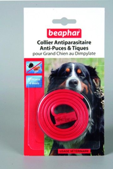 [879_1907] Collier Antiparasitaire grand chien au Dimpylate (Rouge) - Beaphar