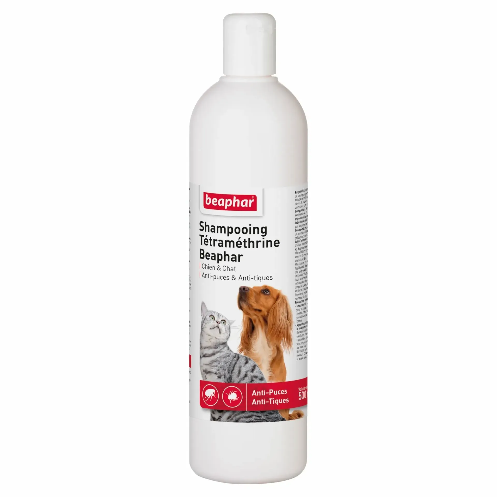 Shampoing antiparasitaire anti puces et tiques à la Tétraméthrine (500 ml) - Beaphar