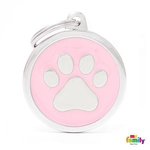 [8921] Médaille ronde patte rose - MyFamily