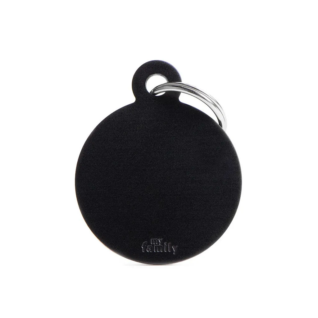 [8977] Médaille ronde noir Basic (L) - MyFamily