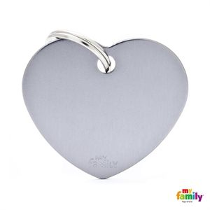 [8996] Médaille Coeur gris Basic (L) - MyFamily