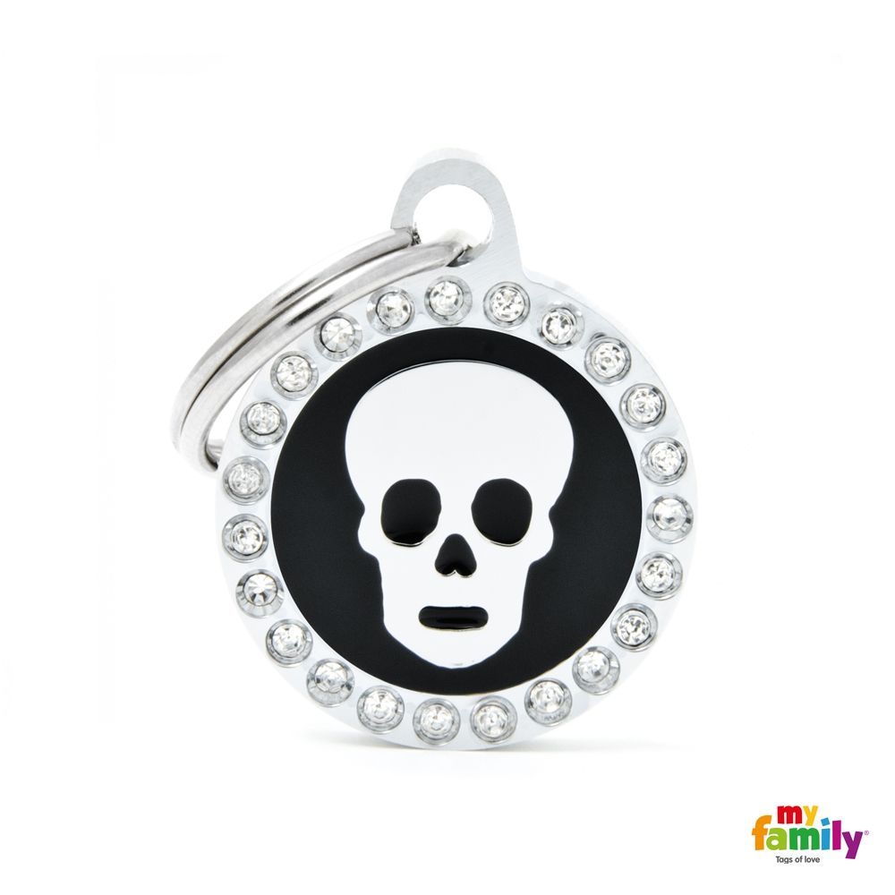 Médaille Glam petit cercle noir avec tête - MyFamily