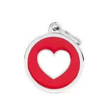 Médaille Charms coeur blanc fond rouge - MyFamily