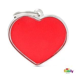 Médaille réflective grand coeur rouge - MyFamily