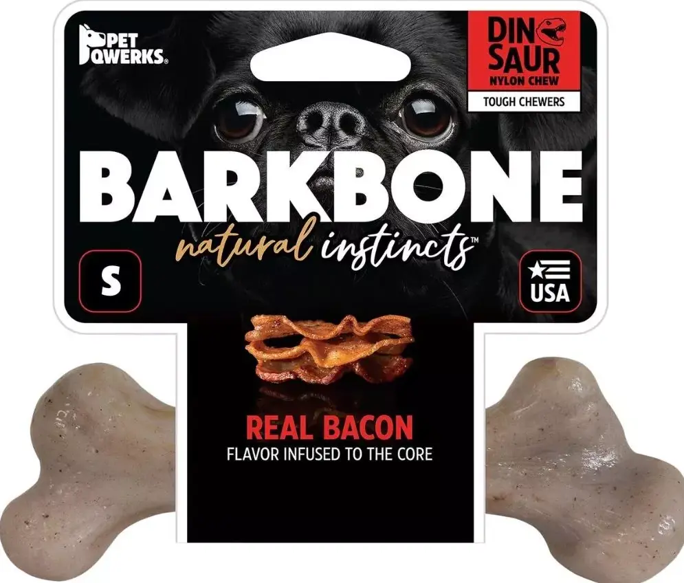 Jouet pour chien Barkbone saveur bacon (S) - Pet Qwerks