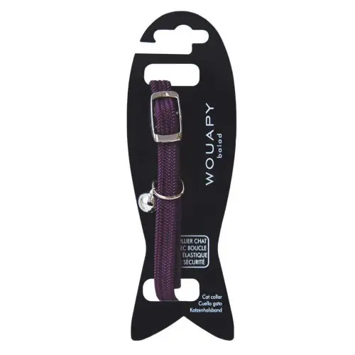 Collier chat élastique violet - Wouapy