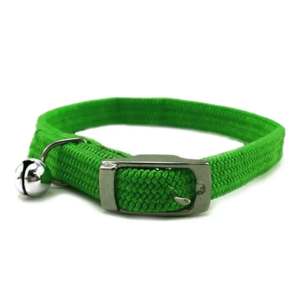 Collier chat élastique vert - Wouapy