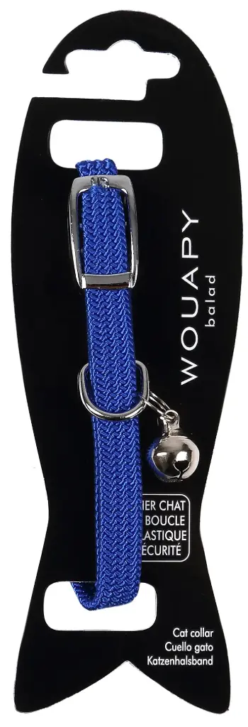 [56092-007] Collier chat élastique bleu - Wouapy