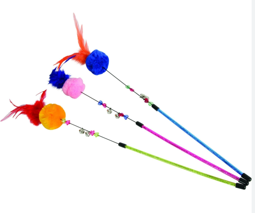 Jouet chat canne pompon (coloris aléatoire) - Zolux