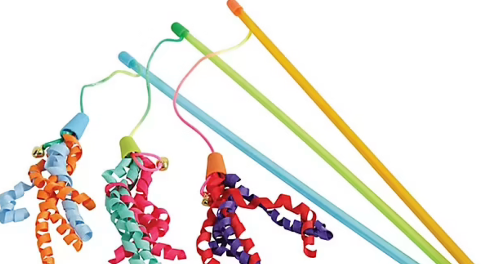 Jouet chat canne ruban (coloris et forme aléatoire)  - Zolux