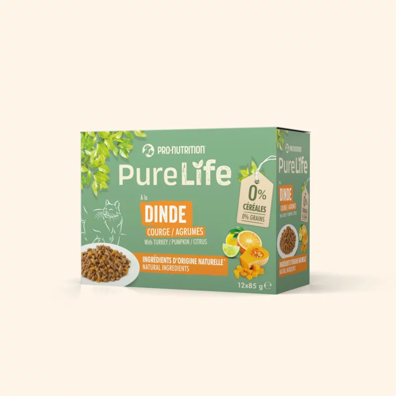 [J25030055] Pure Life chat wet dinde (12 x 85 g) - Pro-Nutrition