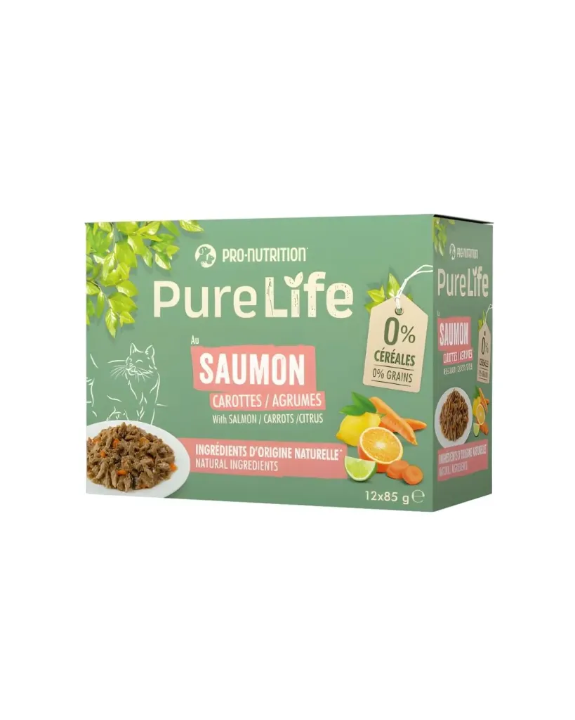 [J25030057] Pure Life chat wet saumon (12 x 85 g) - Pro-Nutrition