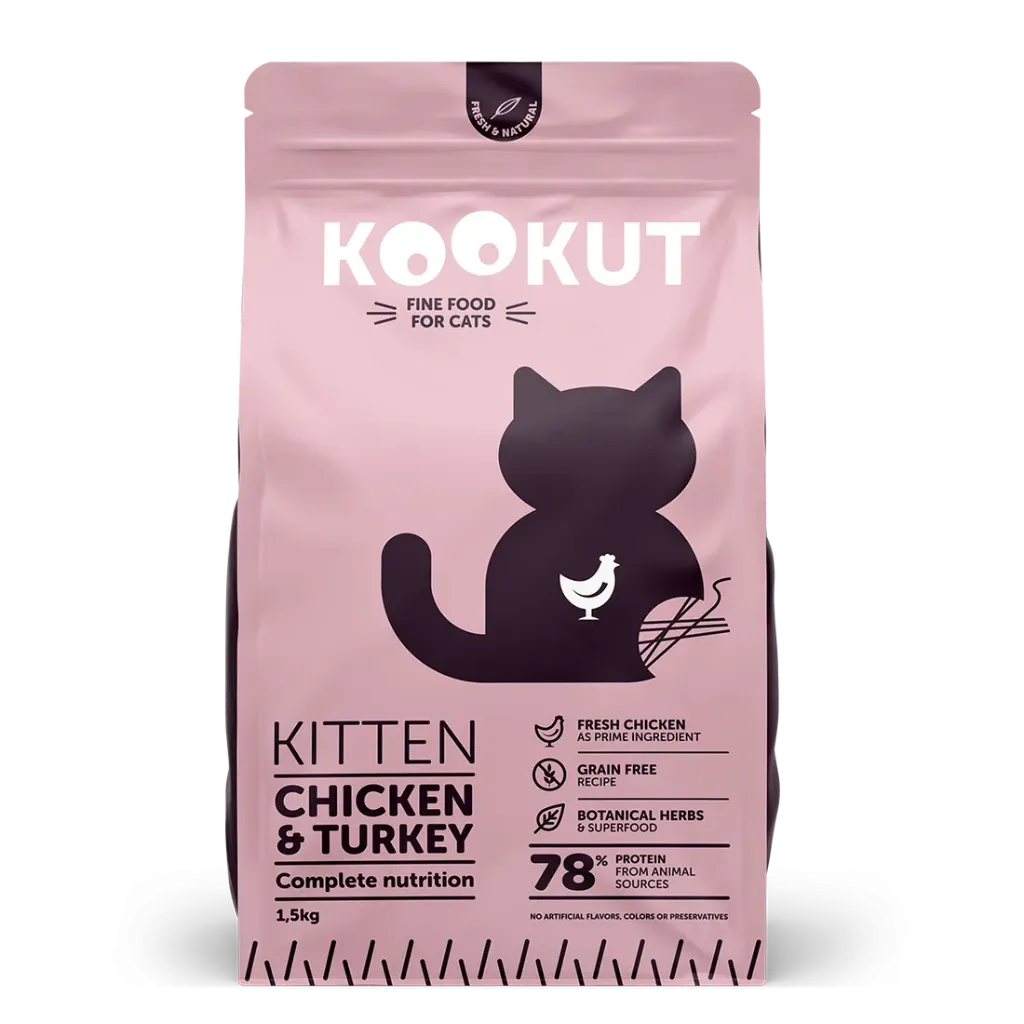 Poulet & dinde pour chaton (1.5 kg) - Kookut