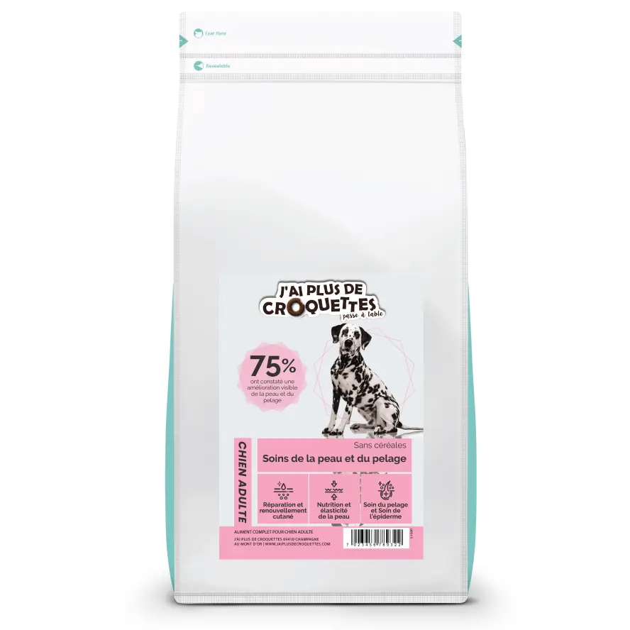 Chien adulte soins de la peau et du pelage (1.5 kg) - J'ai plus de croquettes