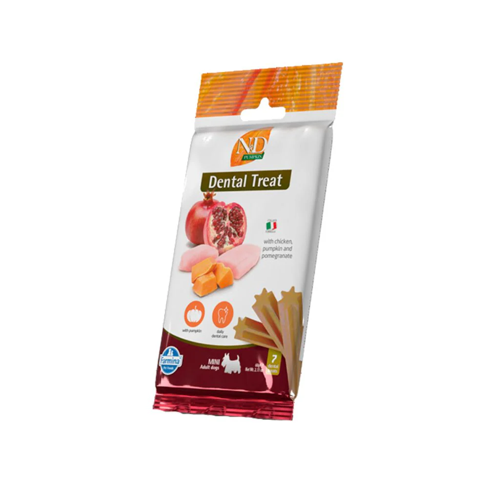 Dental Treat Vet Potiron, poulet et pomme Chien adulte Mini (60 g) - Farmina