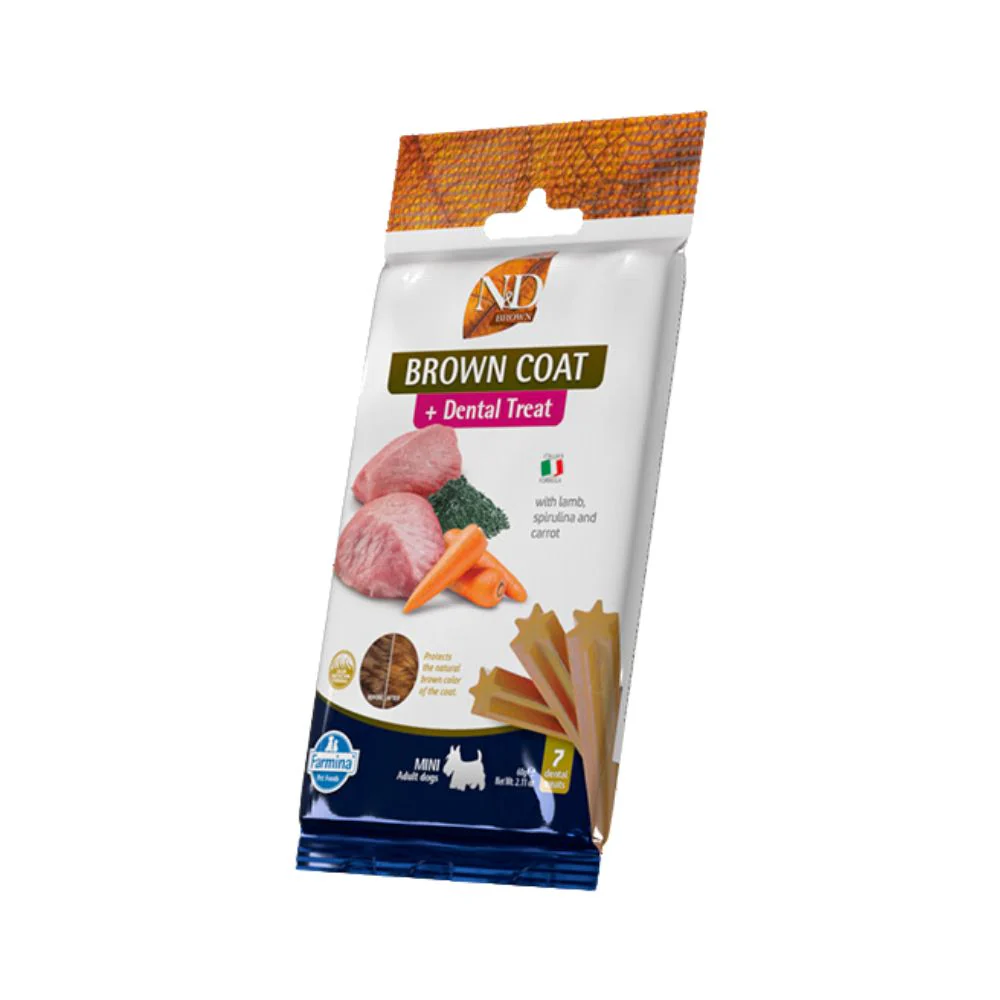 Dental Treat Vet Brown Agneau, patate et carotte Chien adulte Mini (60 g) - Farmina
