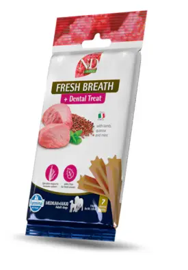 [J25040043] Dental Treat Vet Quinoa Weight Management Agneau Chien adulte Medium/Maxi (110 g) - Farmina