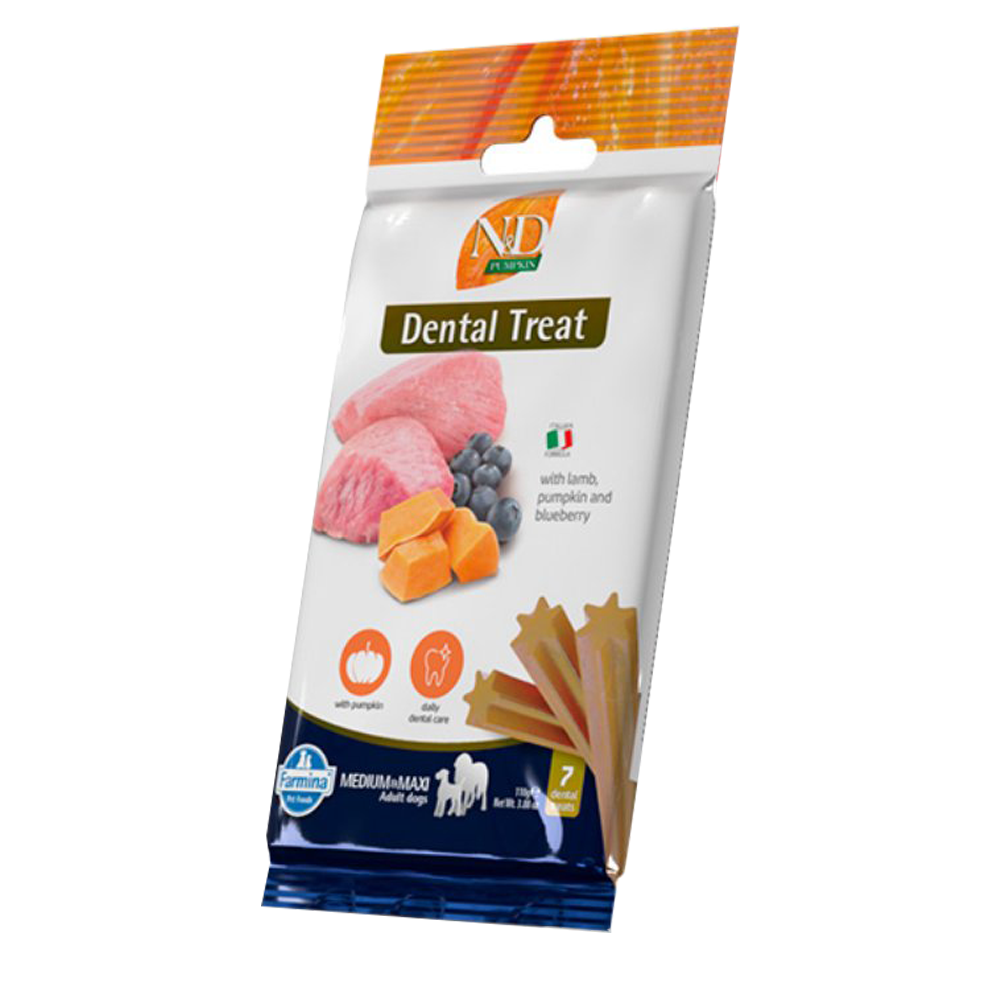 Dental Treat Vet Life Potiron, agneau et myrtille Chien adulte Medium/Maxi (110 g) - Farmina