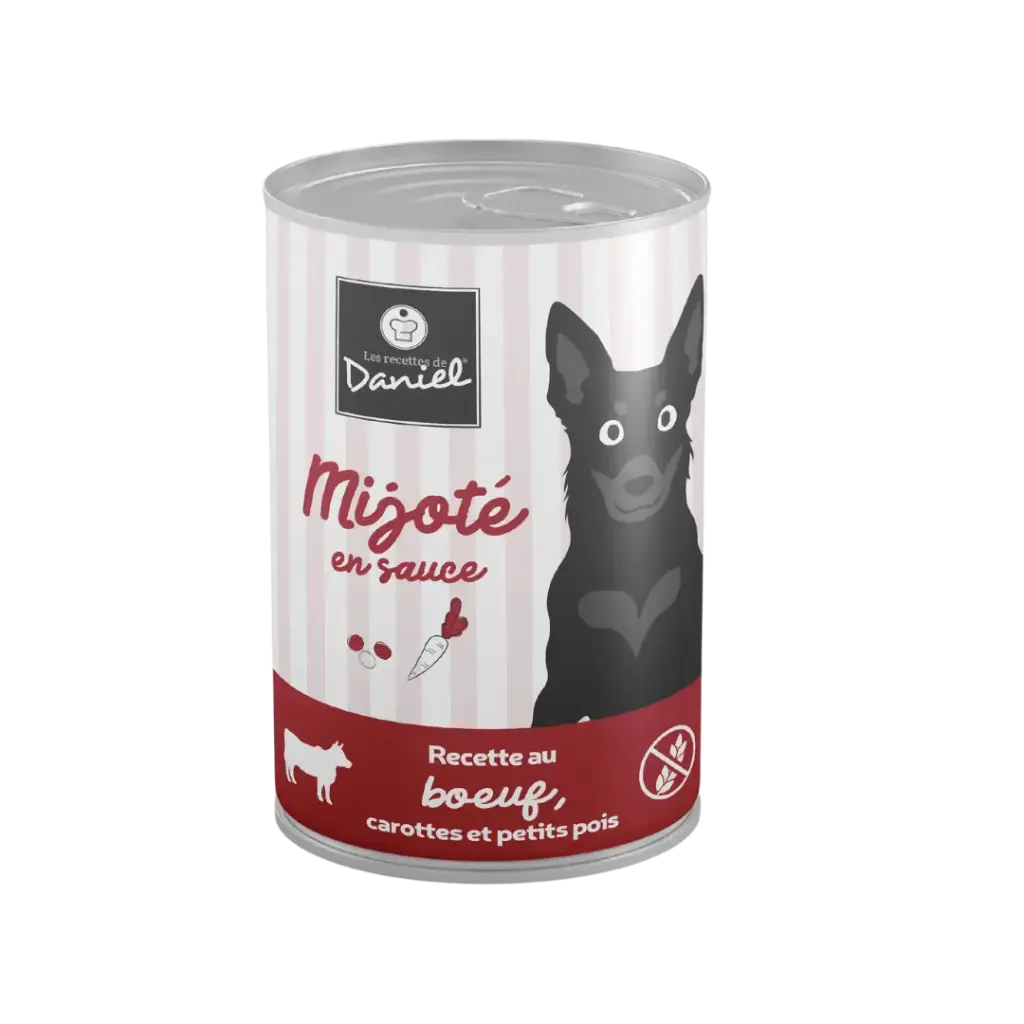 [J25040066] Mijoté mono bœuf carottes petits pois pour chien (400 g) - Les recettes de Daniel