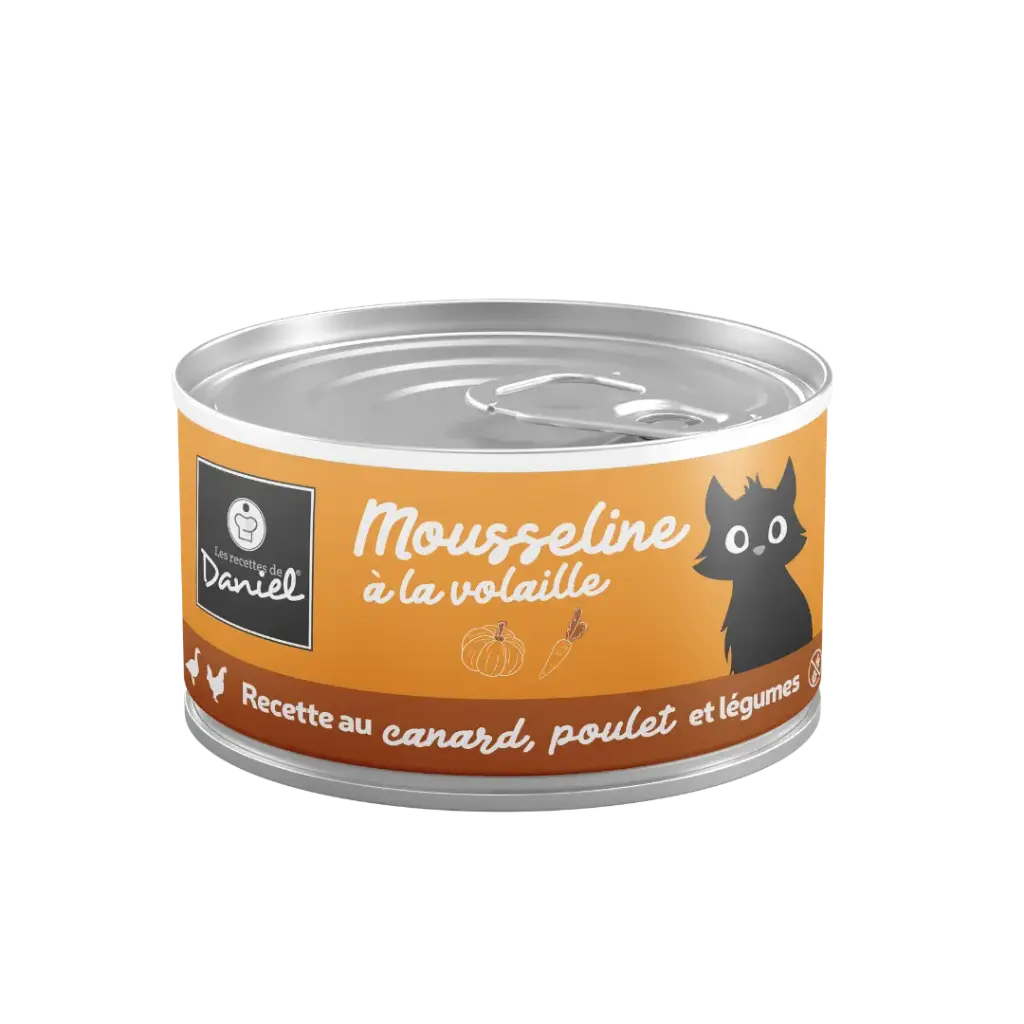 Mousseline canard poulet légumes pour chat (85 g) - Les recettes de Daniel