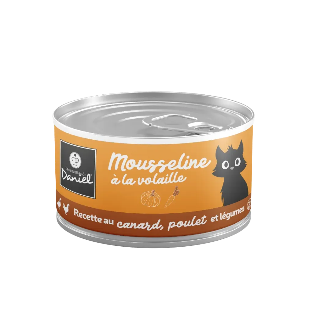 [J25040068] Mousseline canard poulet légumes pour chat (85 g) - Les recettes de Daniel