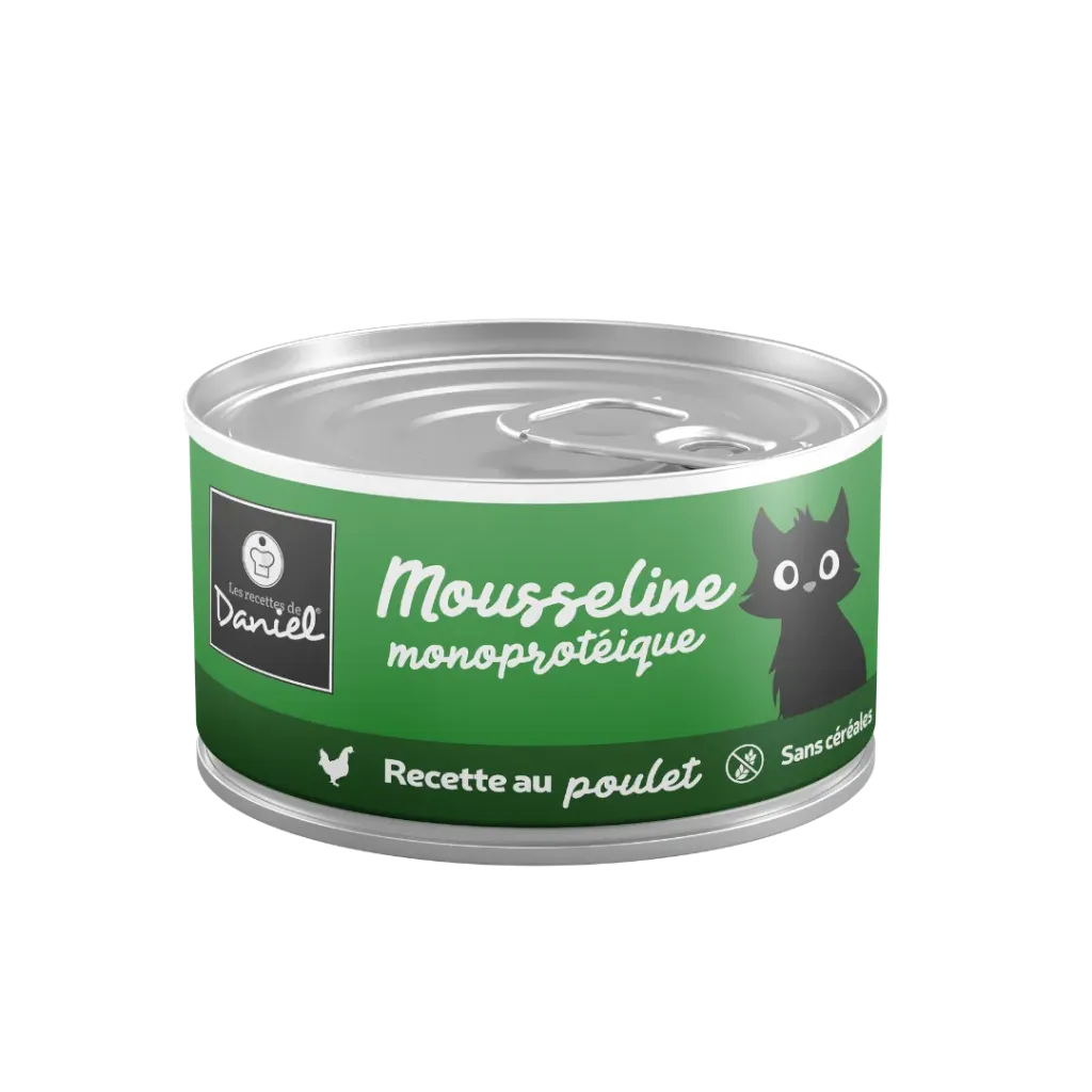 Mousseline monoprotéine poulet pour chat (85 g) - Les recettes de Daniel