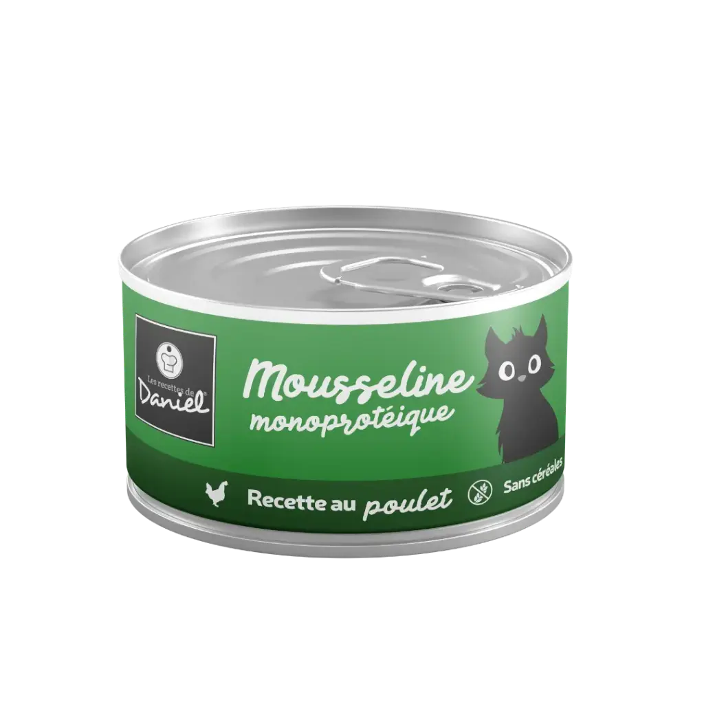 Mousseline monoprotéine poulet pour chat (85 g) - Les recettes de Daniel