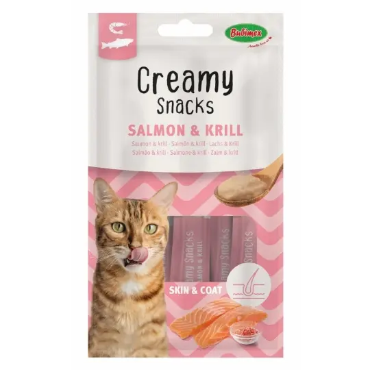 Creamy snacks saumon et krill pour chat (60 g) - Bubimex