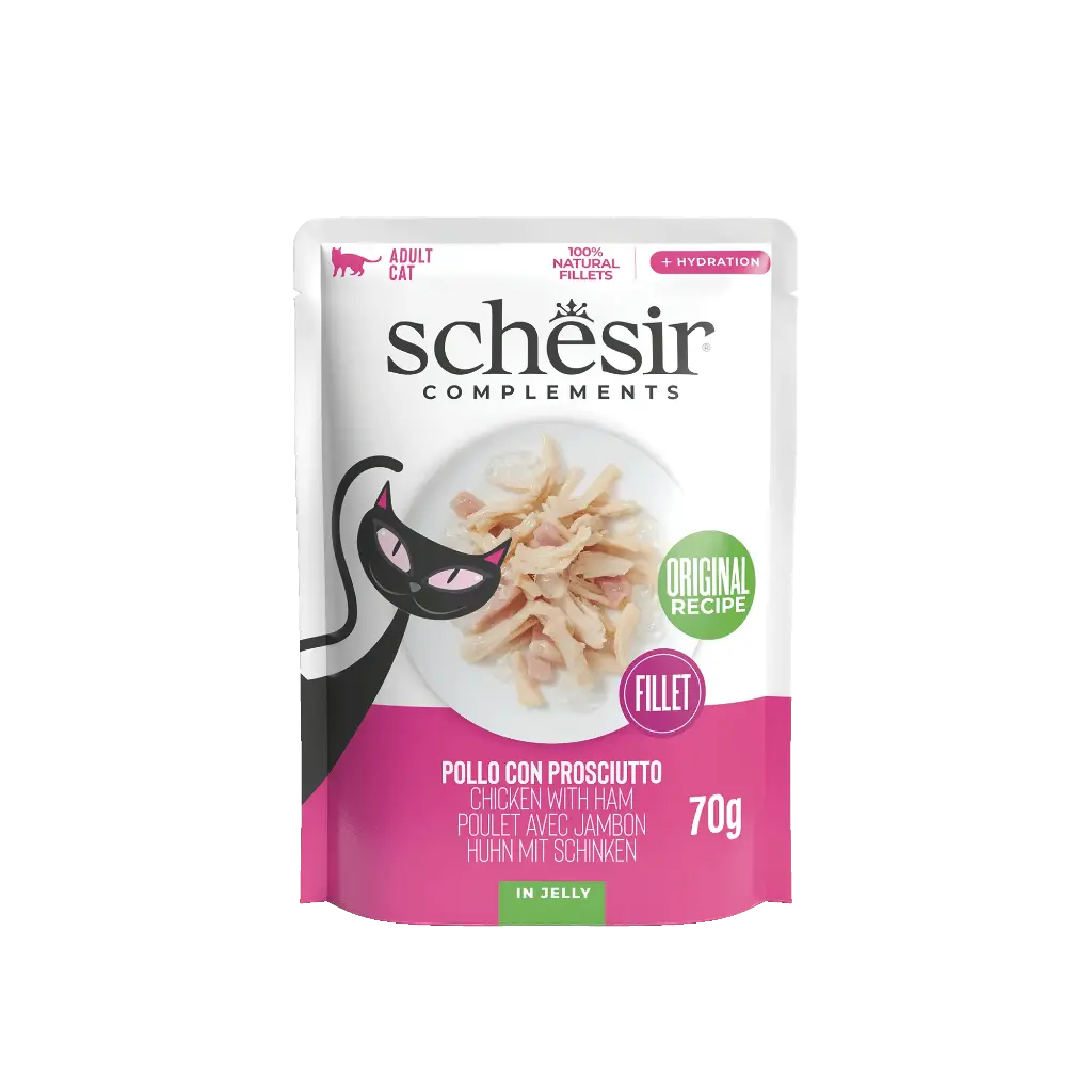 Sachet fraîcheur pour chat en gelée - Poulet avec jambon (70 g) - Schesir