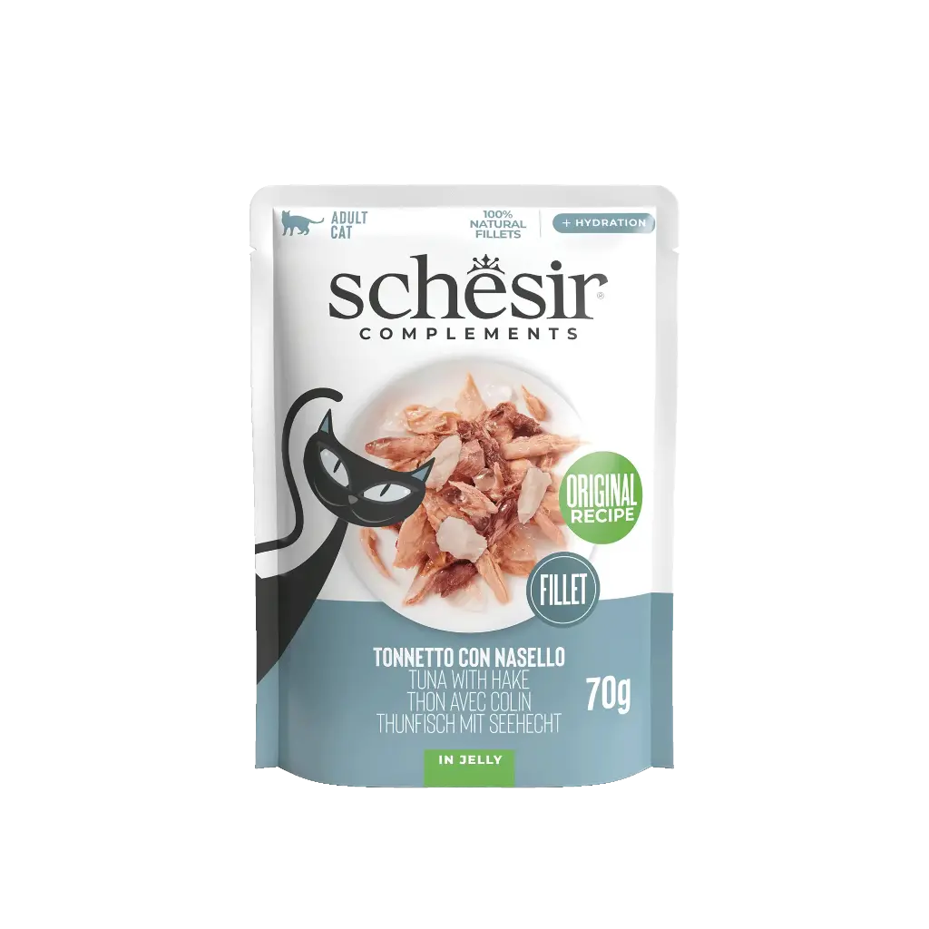 Sachet fraîcheur pour chat en gelée - Thon avec merlu (70 g) - Schesir