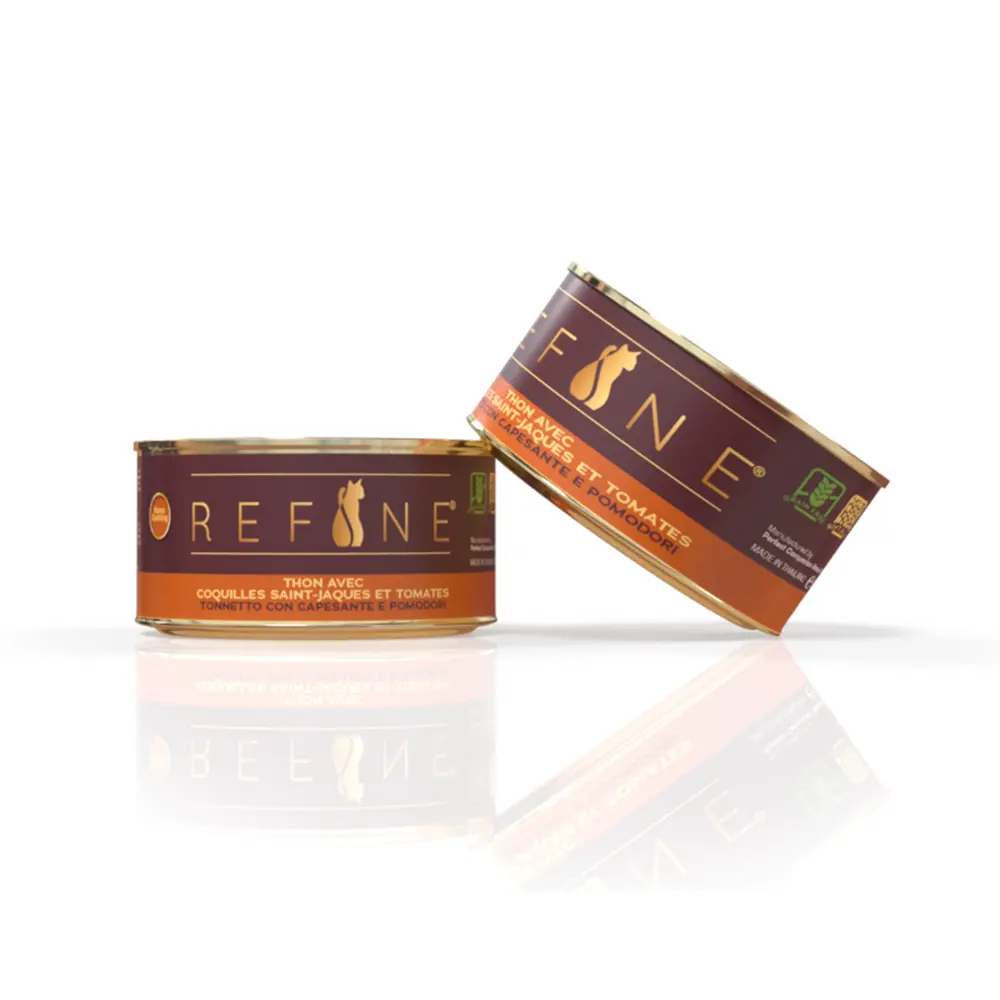 Pâtée chat thon avec coquilles Saint-Jacques et tomates (80 g) - Refine