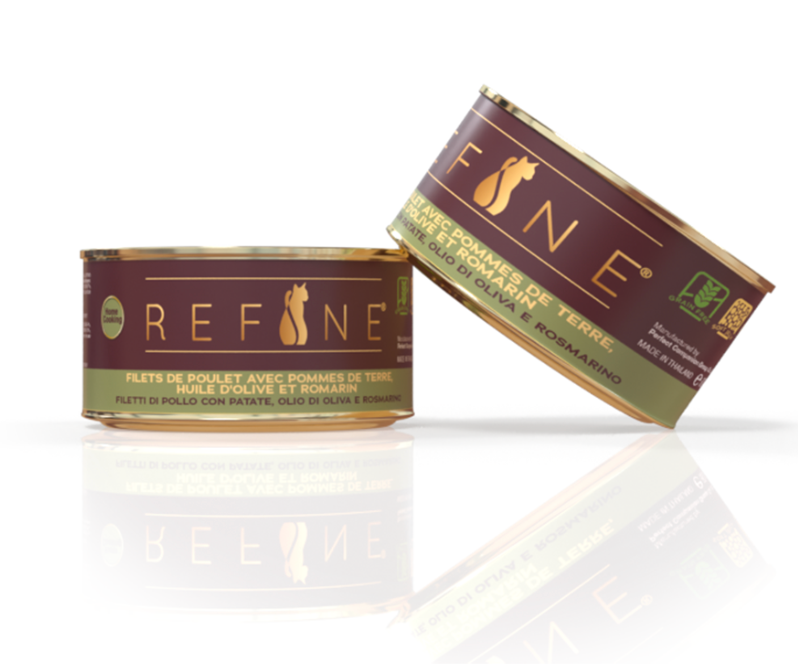 Pâtée chat filets de poulet avec pomme de terre, huile d'olive et romarin (80 g) - Refine