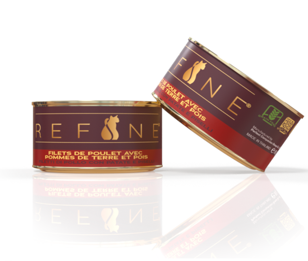 Pâtée chat filets de poulet avec pommes de terre et pois (80 g) - Refine