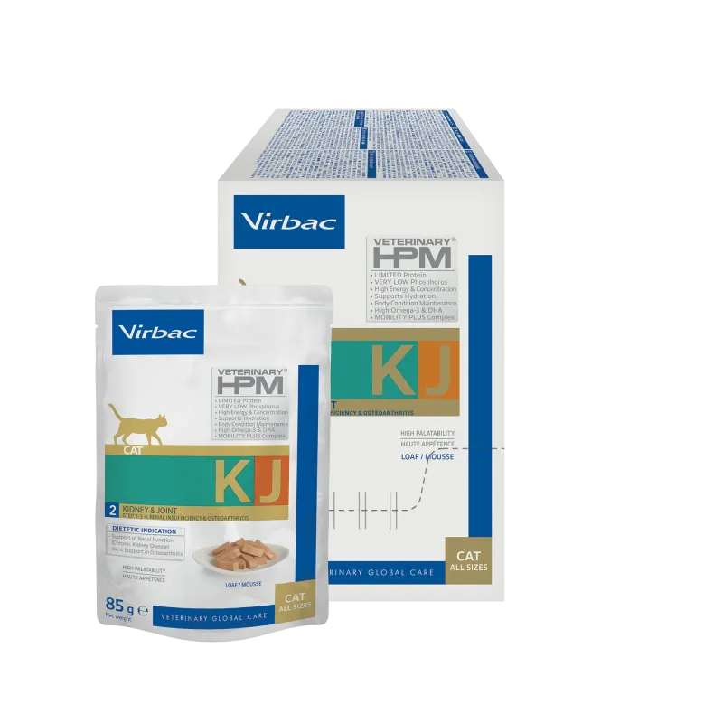 [J25080015] HPM Wet Cat Kidney & Joint KJ2 (12 barquettes 85 g) - Virbac 