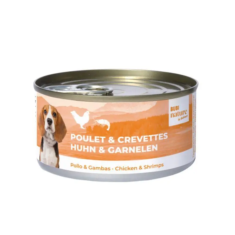 Boîte chien Bubi Nature poulet et crevettes (70 g) - Bubimex