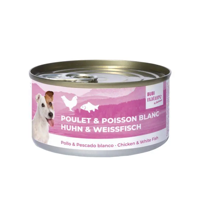 Boîte chien Bubi Nature filets de poulet et poisson blanc (70 g) - Bubimex 