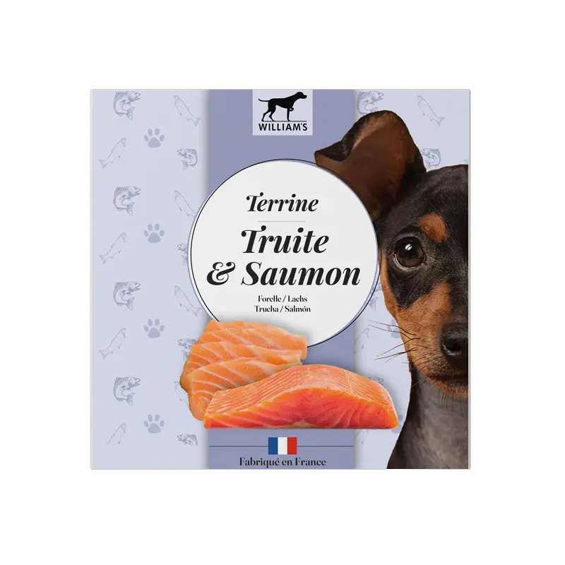 [J25100044] Terrine pour chien à la truite et au saumon (80 g) - William's