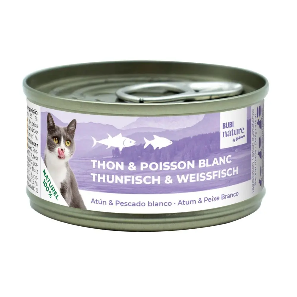 Boîte chat Bubi Nature thon et poisson blanc (70 g) - Bubimex