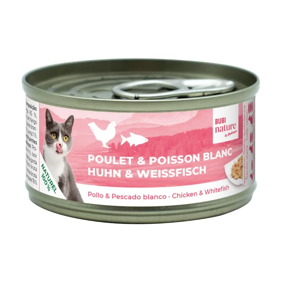 Boîte chat Bubi Nature poulet et poisson blanc (70 g) - Bubimex