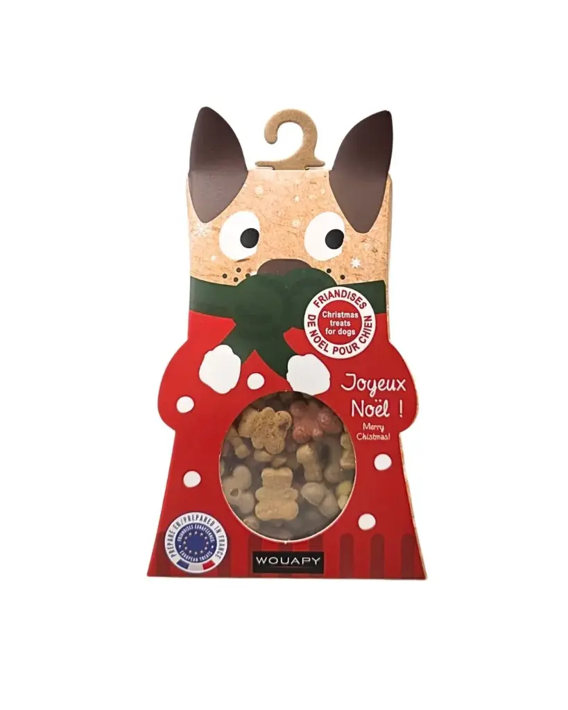 [J25100121] Boite de Noël friandises chien (100 g) - Wouapy