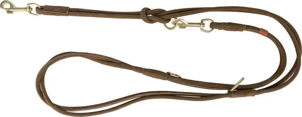 [J25110202] Laisse réglable Pure couture ronde en cuir - Trixie (Brun)