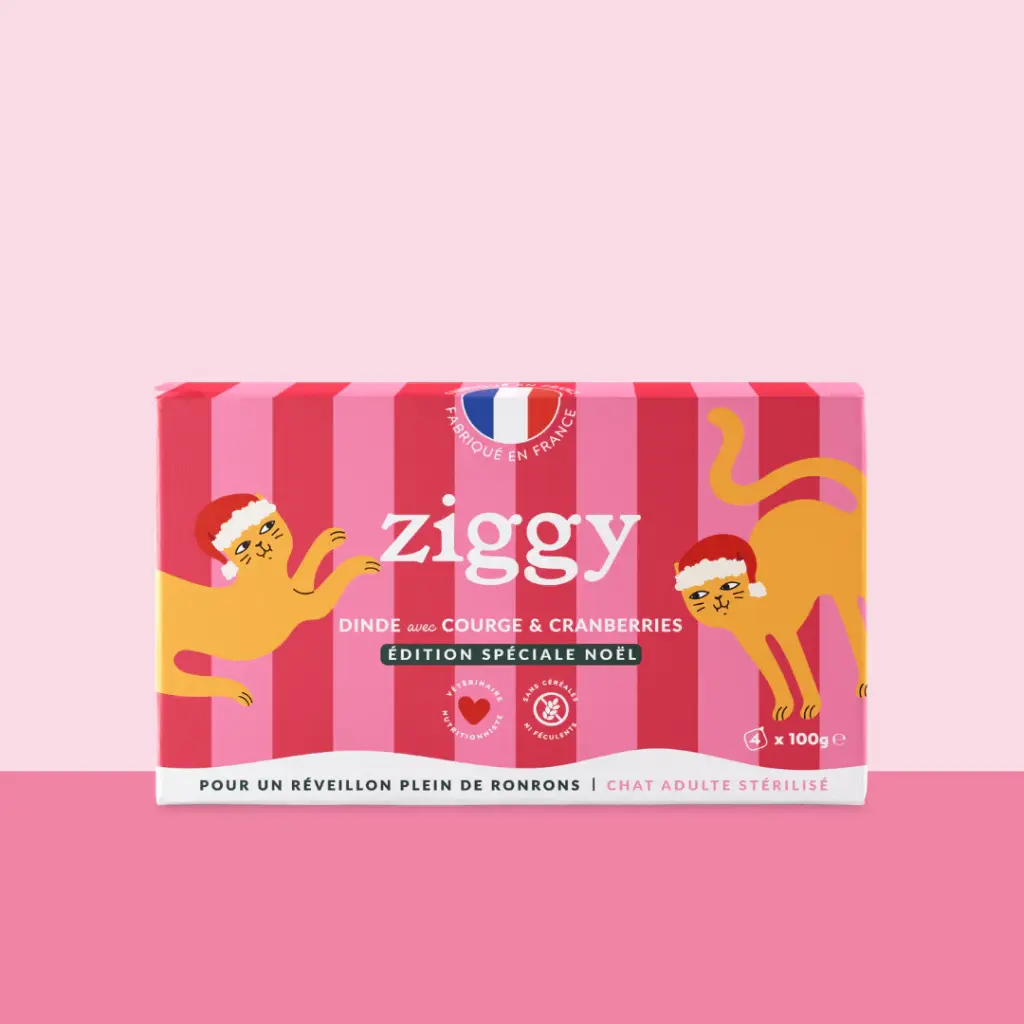 [J25110253] Pâtée de Noël Complète Chat Adulte Stérilisé (4 barquettes 100 g) - Ziggy 