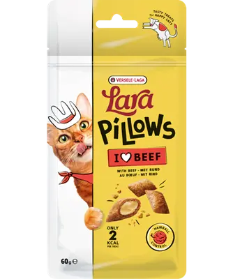 [J25110310] Lara Pillows Hairball Control Treats avec bœuf (60 g) - Versele-Laga